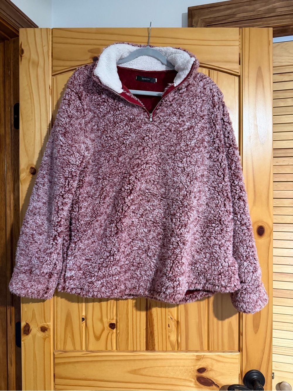 Plush Half-Zip Sherpa Pullover - Dusty Burgundy
